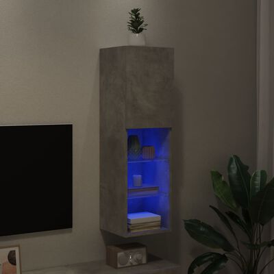 vidaXL Móvel de TV com luzes LED 30,5x30x102 cm cinzento cimento