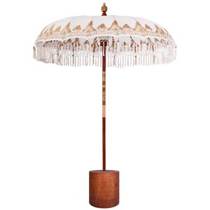vidaXL Parasol Balin&ecirc;s com Base Creme e Marrom &Oslash; 180-190 cm