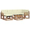 vidaXL Conjunto de Sof&aacute;s para Exterior 7 pcs Natural e Creme
