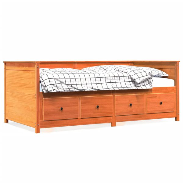 vidaXL Sof&aacute;-cama sem colch&atilde;o 80x200 cm madeira de pinho castanho cera