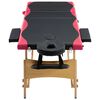 vidaXL Mesa de massagens dobr&aacute;vel 3 zonas madeira preto e rosa
