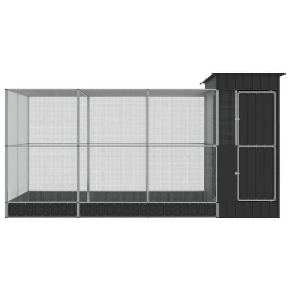 vidaXL Aviário com Extensão Prata 416x203x216 cm Aço