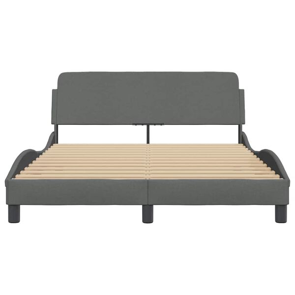 vidaXL Estrutura de cama Dover 140x200 cm tecido cinzento-escuro