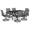 vidaXL 7 pcs conjunto de jantar para jardim textilene e a&ccedil;o
