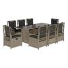 vidaXL 9 pcs conjunto de jantar p/ jardim c/ almofad&otilde;es cinzento claro