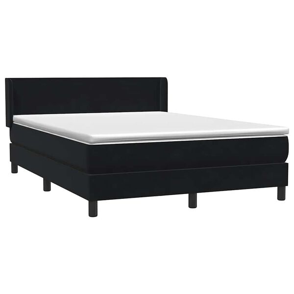 vidaXL Cama com molas/colch&atilde;o 140x210 cm veludo preto