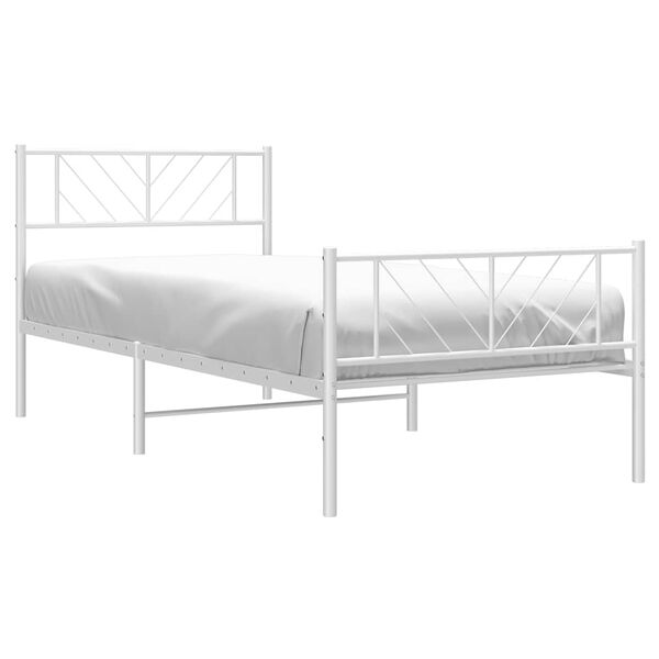 vidaXL Estrutura de cama com cabeceira e p&eacute;s 100x200 cm metal branco