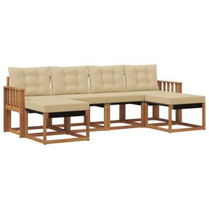 vidaXL Conjunto de Sof&aacute;s para Exterior 6 pcs Natural e Bege