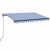 vidaXL Toldo autom&aacute;tico LED e sensor de vento 350x250 cm azul e branco