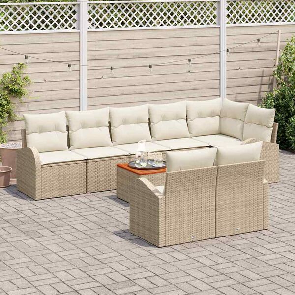 vidaXL Conjunto de Sof&aacute; de Jardim 9 pcs Bege Rattan Sint&eacute;tico