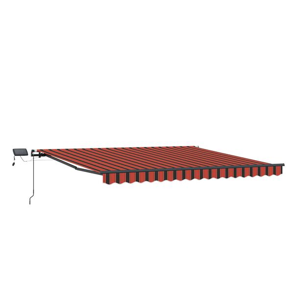 vidaXL Toldo retr&aacute;til manual com LED 450x300 cm laranja e castanho