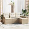 vidaXL Conjunto de Sof&aacute; de Jardim 4 pcs Bege Rattan Sint&eacute;tico