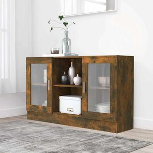 vidaXL Vitrine 120x30,5x70 cm derivados de madeira carvalho fumado