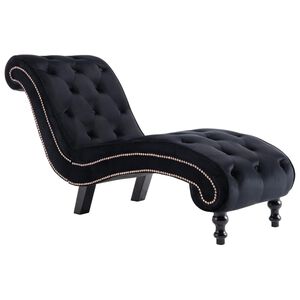 vidaXL Chaise longue em veludo preto