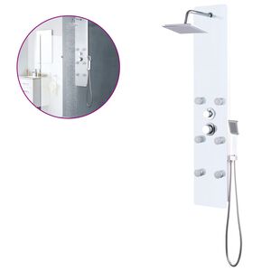 vidaXL Coluna de duche em vidro 25x44,6x130 cm branco