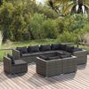 vidaXL 9 pcs conjunto lounge de jardim c/ almofad&otilde;es vime PE cinzento