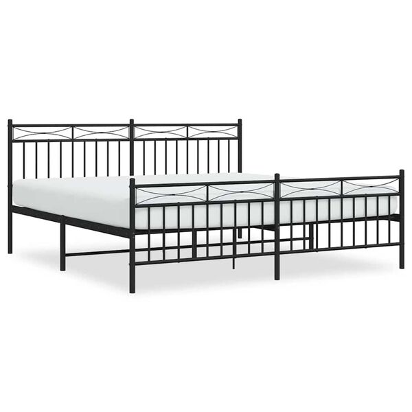 vidaXL Estrutura de cama com cabeceira e p&eacute;s 183x213 cm metal preto