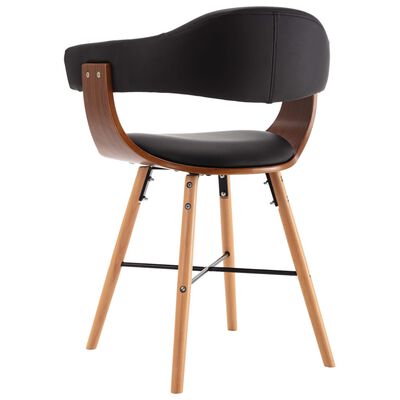 vidaXL Cadeiras de jantar 4 pcs couro artificial preto madeira curvada