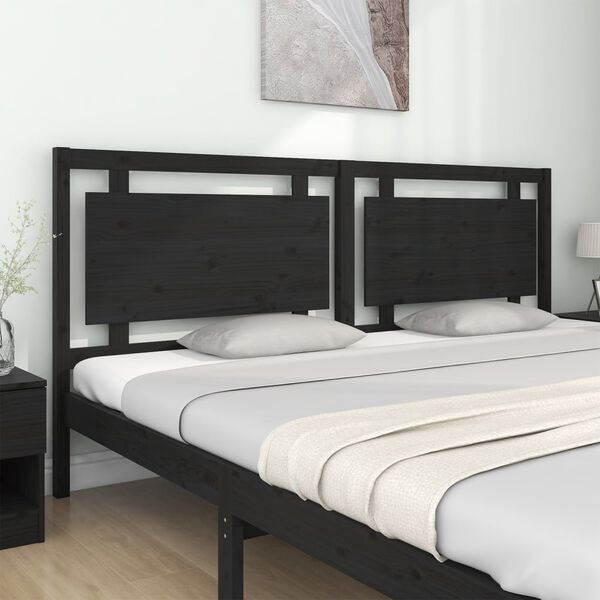 vidaXL Cabeceira de cama 205,5x4x100 cm pinho maci&ccedil;o preto