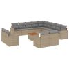 vidaXL 14 pcs conjunto de sof&aacute;s p/ jardim com almofad&otilde;es vime PE bege