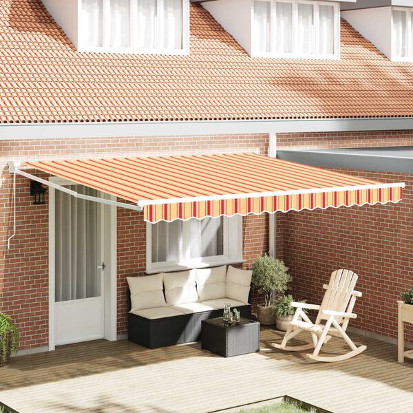 vidaXL Toldo Retr&aacute;til amarelo e laranja 400 &times; 300 cm Poli&eacute;ster