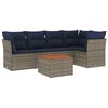 vidaXL 6 pcs conjunto sof&aacute;s p/ jardim c/ almofad&otilde;es vime PE cinzento
