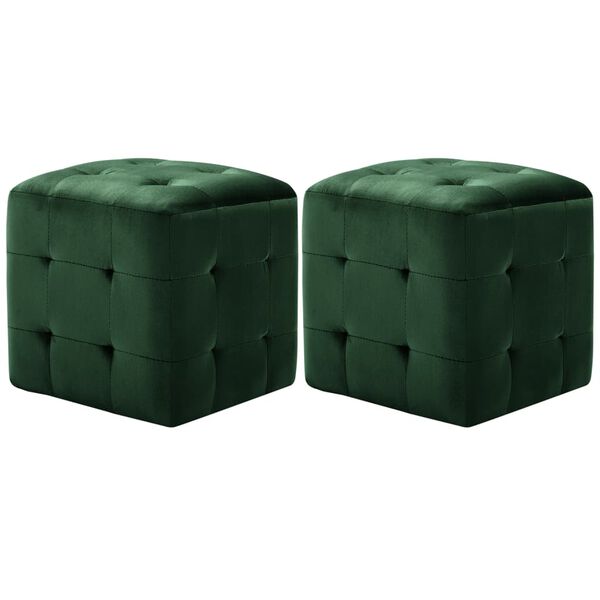 vidaXL Pufe 2 pcs 30x30x30 cm veludo verde