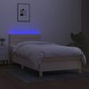 vidaXL Cama box spring c/ colch&atilde;o e LED 100x200 cm tecido cor creme