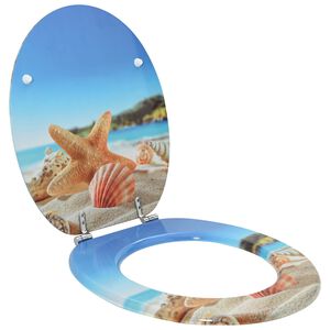 vidaXL Assento de Vaso Sanit&aacute;rio Azul Claro 44 x 38 cm Placa de MDF