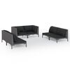 vidaXL 6 pcs conj. lounge jardim c/ almofad&otilde;es vime PE cinzento-escuro
