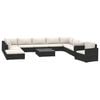 vidaXL 11 pcs conjunto lounge de jardim c/ almofad&otilde;es vime PE preto