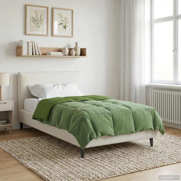vidaXL Duvet de Ano Inteiro Colchonete Verde 155 x 200 cm Microfibra