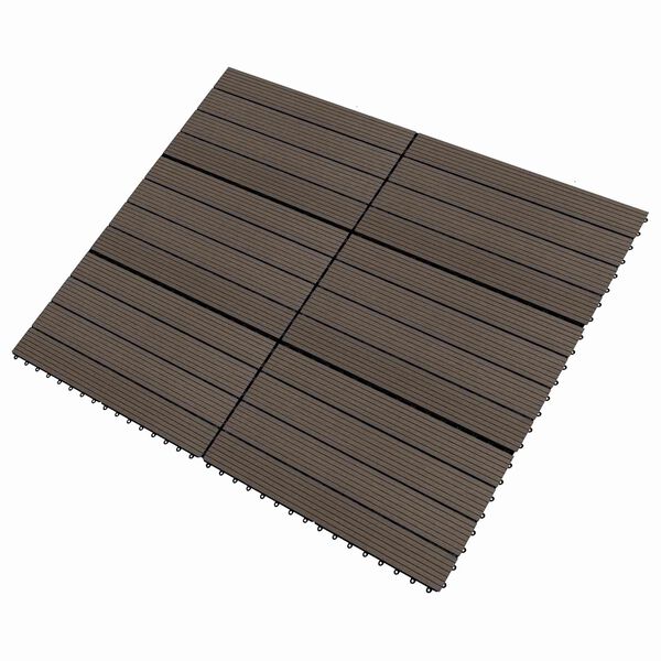 vidaXL Telha de Deck 6 pcs Marrom Escuro 60 x 30 cm WPC