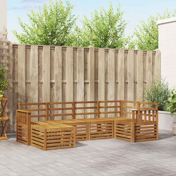 vidaXL Conjuntos de sof&aacute;s 6 pcs Natural Madeira S&oacute;lida de Ac&aacute;cia