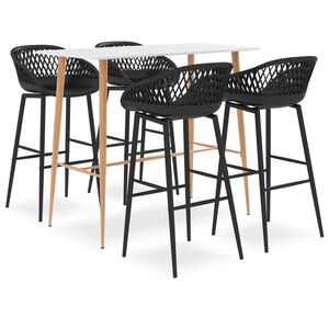 vidaXL 5 pcs conjunto de bar branco e preto
