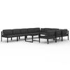 vidaXL 11 pcs conjunto lounge jardim com almofad&otilde;es alum&iacute;nio antracite