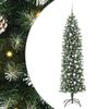 vidaXL &Aacute;rvore Slim de Natal Artificial Verde e Branco 210 cm