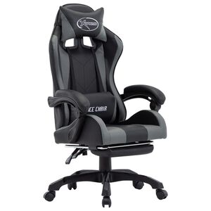 vidaXL Cadeira estilo corrida c/ apoio p&eacute;s couro artif. cinzento/preto