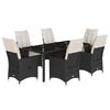 vidaXL 7 pcs conjunto de jantar p/ jardim c/ almofad&otilde;es vime PE preto