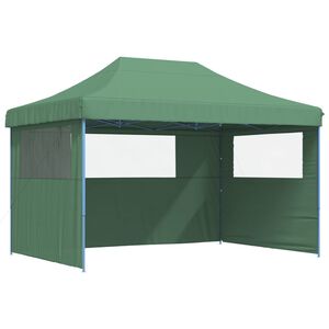 vidaXL Tenda p/ festas pop-up dobr&aacute;vel com 3 paredes laterais verde