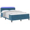 vidaXL Cama Box Spring LED com colch&atilde;o Azul Escuro 140 x 200 cm Veludo