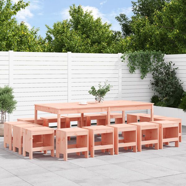 vidaXL 17 pcs conjunto de jantar para jardim madeira de douglas maci&ccedil;a