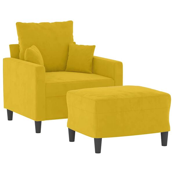 vidaXL Poltrona com apoio de p&eacute;s 60 cm veludo amarelo