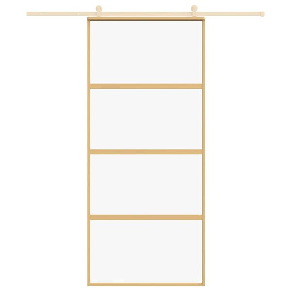 vidaXL Porta deslizante 90x205 cm vidro ESG/alum&iacute;nio dourado