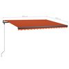 vidaXL Toldo retr&aacute;til manual com LED 400x300 cm laranja e castanho