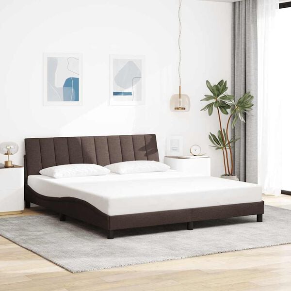 vidaXL Estrutura de cama sem colch&atilde;o Hanko 180x200 cm tecido castanho-escuro