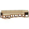vidaXL Conjunto de Sof&aacute;s para Exterior 7 pcs Natural e Bege Poli&eacute;ster