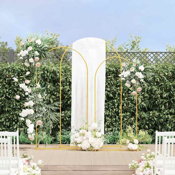 vidaXL Arco de Casamento 3 pcs Ouro A&ccedil;o