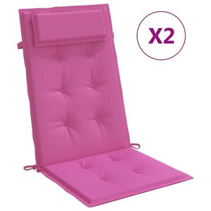 vidaXL Almofad&otilde;es p/ cadeira encosto alto 2 pcs tecido oxford rosa