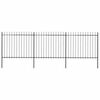 vidaXL Cerca de jardim com topo em forma de lan&ccedil;a em a&ccedil;o 504x150 cm, preta